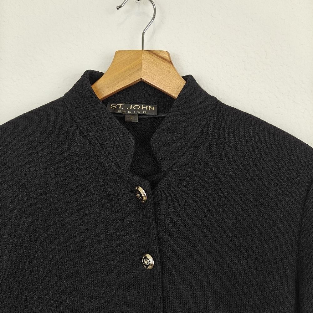 St. John Basics Mock Neck Button Up Padded Knit C… - image 4